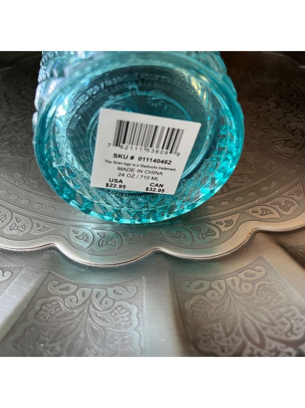 STARBUCKS 2023 24 oz Green Ombre Jeweled Tumbler - Picture 7 of 8